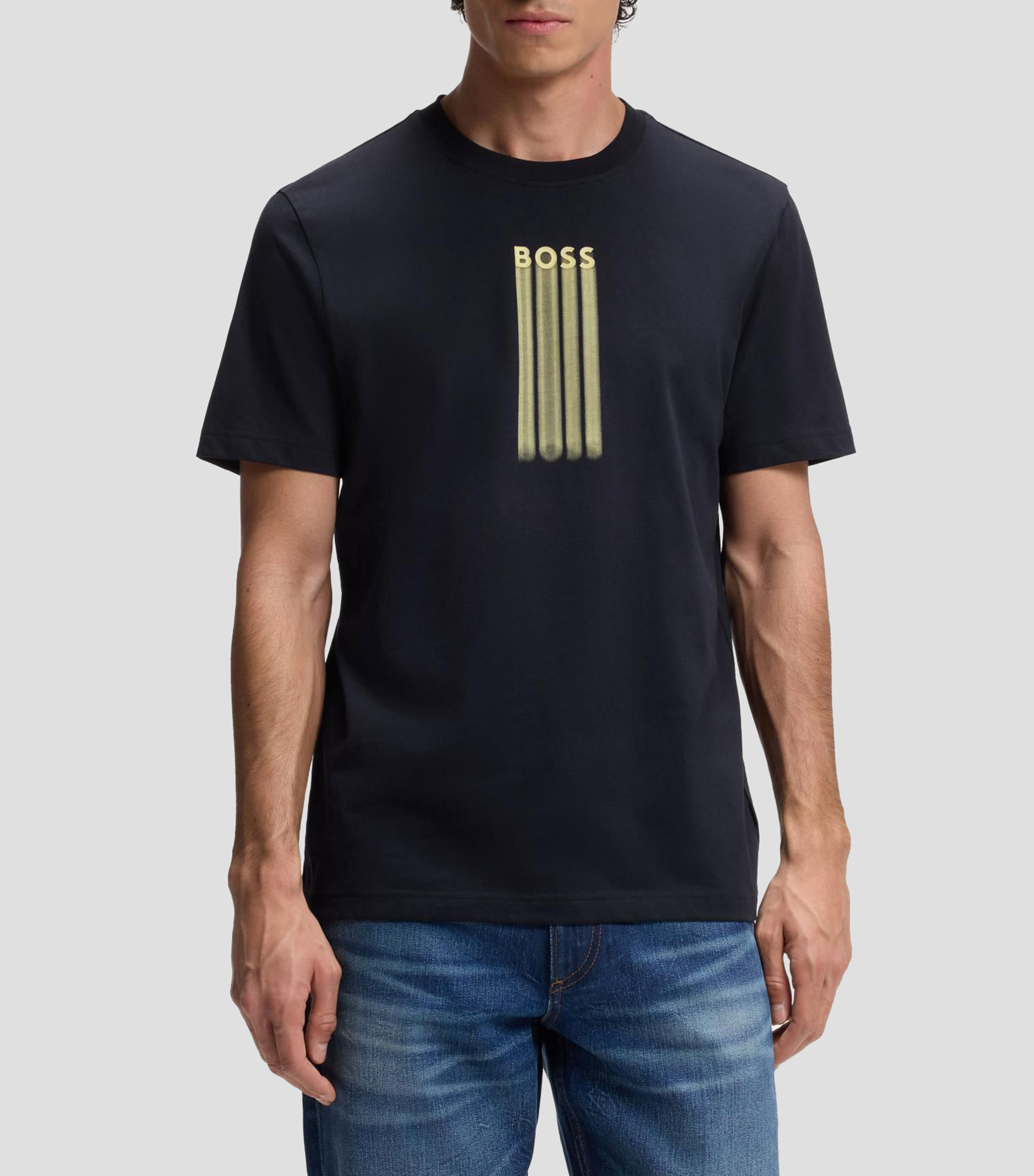 Playera de punto de algodón con logo de diseño Hombre